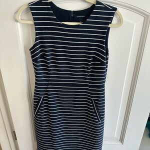 Lands' End Navy and White Striped Mini Dress
